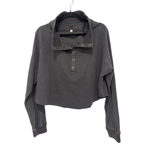 Free People So Fly Henley Size Large NWT Cropped Top Button Neck - Picture 4 of 8